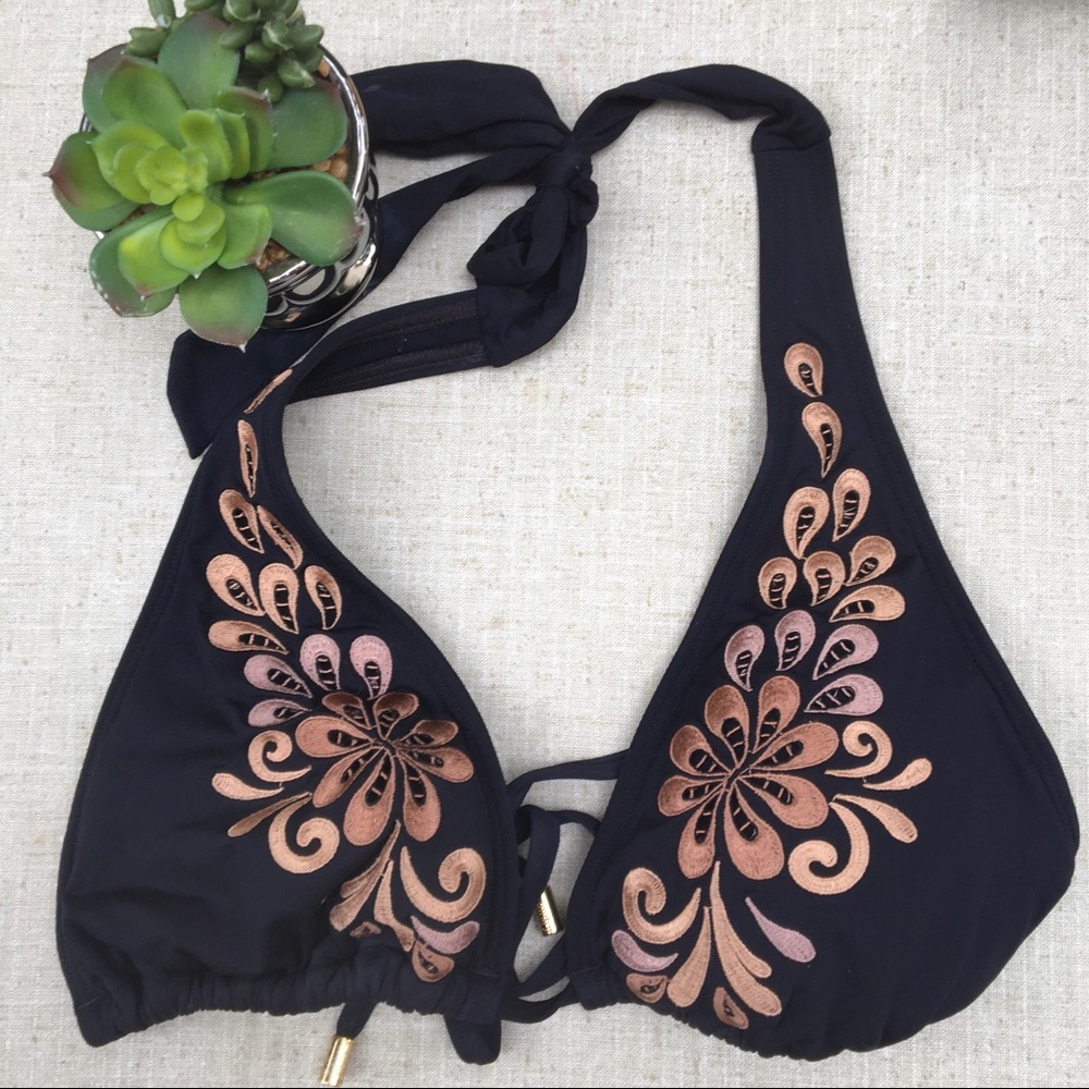 Laundry Shelli Segal Black Tan Bikini Top Bra
